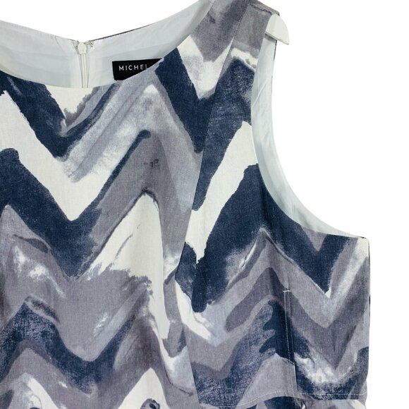 plus size Women's Chevron Print Strapless Linen Blend Dress, Size 24 Gray White - Picture 7 of 16